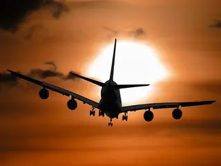 aeroplane in sunset