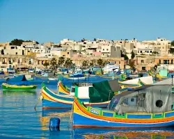 Luzzus in Marsaxlokk harbour, Malta