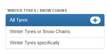 Snow Tyres and Winter Tyres Filter