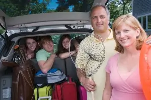 happy family enjoying great value hire car