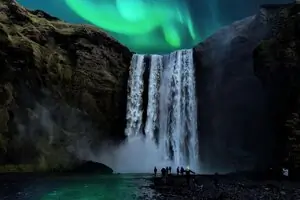 A Icelandic water fall visited in a trip in a car hire from Keflavik airport