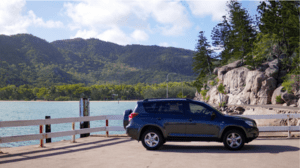 hire car by lake