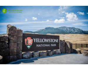 Yellowstone park entrance where you may need liability insurance for your rental car